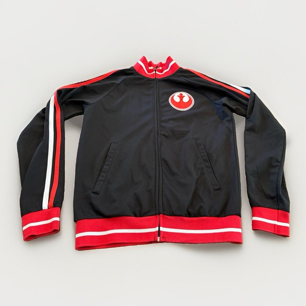Star Wars Disney ThinkGeek Black Red Track Full Zip Jacket Rebel Logo Size S